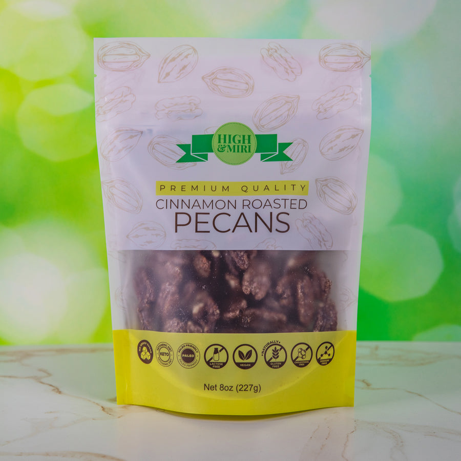 High&Miri Cinnamon Roasted Pecans 8 oz pouch