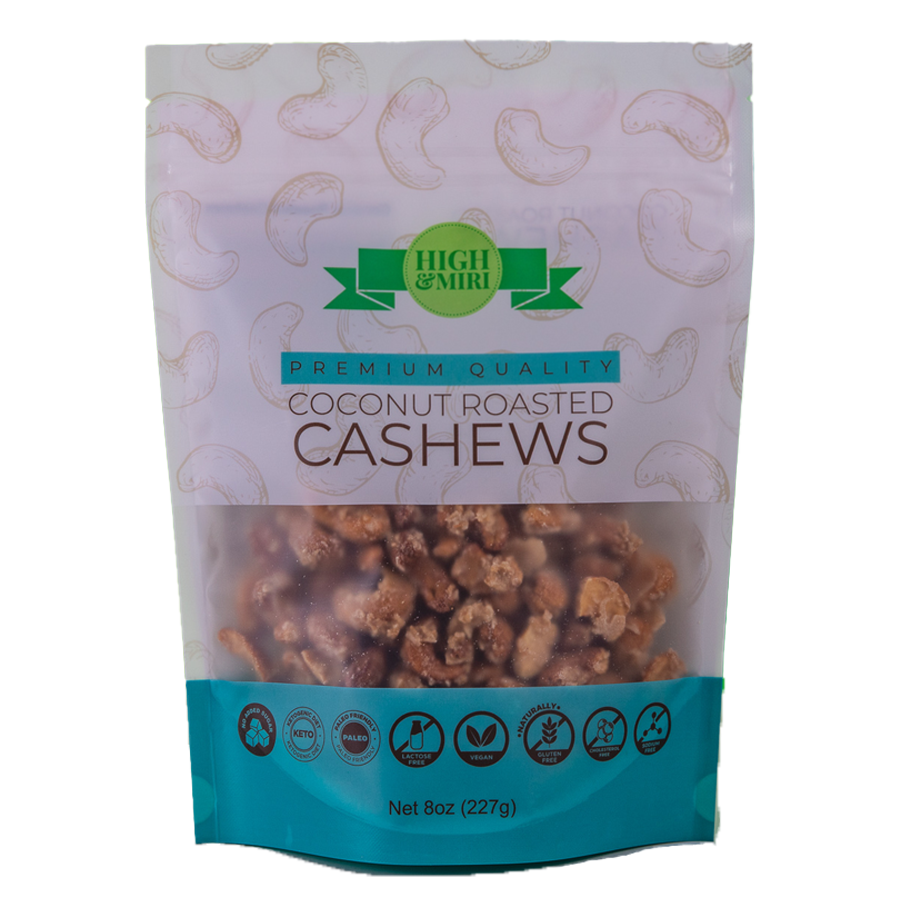 High&Miri Coconut Roasted Cashews 8 oz pouch