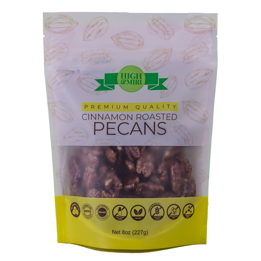 High&Miri Cinnamon Roasted Pecans 8 oz pouch